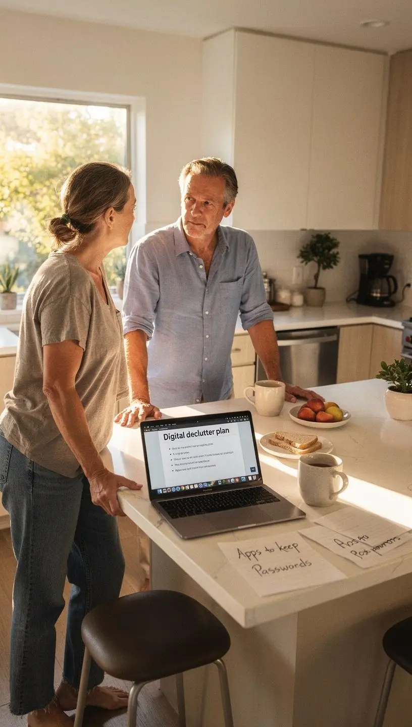 Photo of a calm, organized home office environment promoting digital minimalism principles.